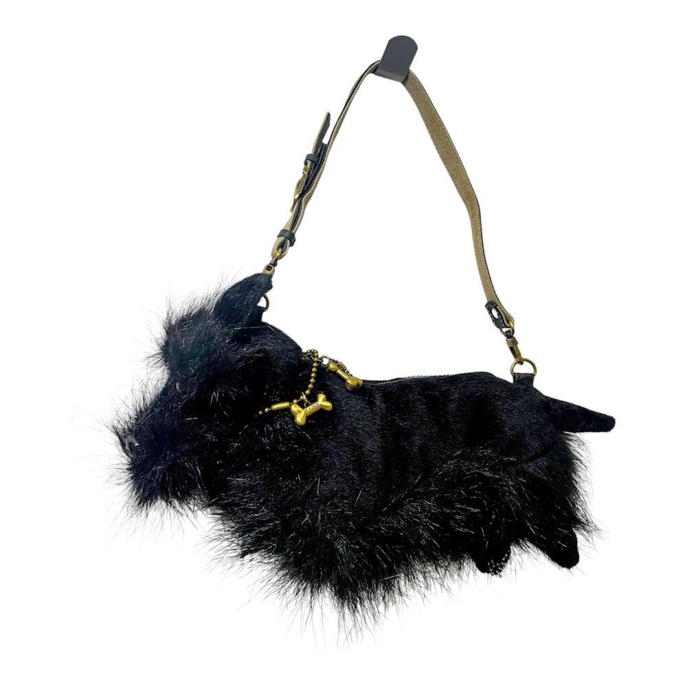 Fuzzy Nation Faux Fur Scottish Terrier Dog Purse Bag Leather Strap Be My Pet